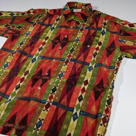 Vintage 90s Silk S XL Button Up T-shirt - Picture 2 of 4